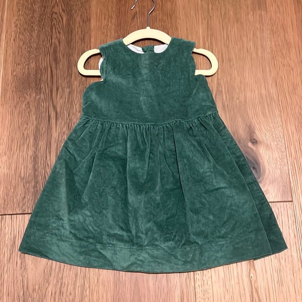 James & Lottie green velvet scalloped dress 24 months